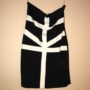 Black & white strapless dress